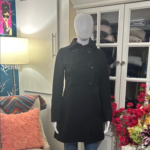 SOIA & KYOP Black Double-Breasted Pea Coat with Large Buttons - Picture 7 of 15